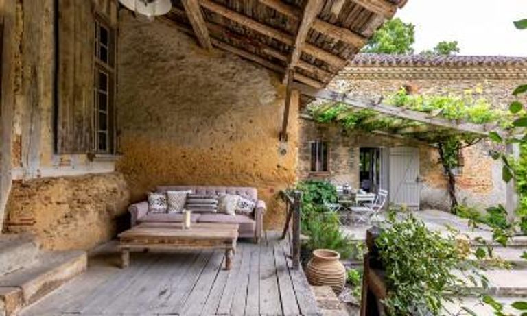 porch of house in France with sofa