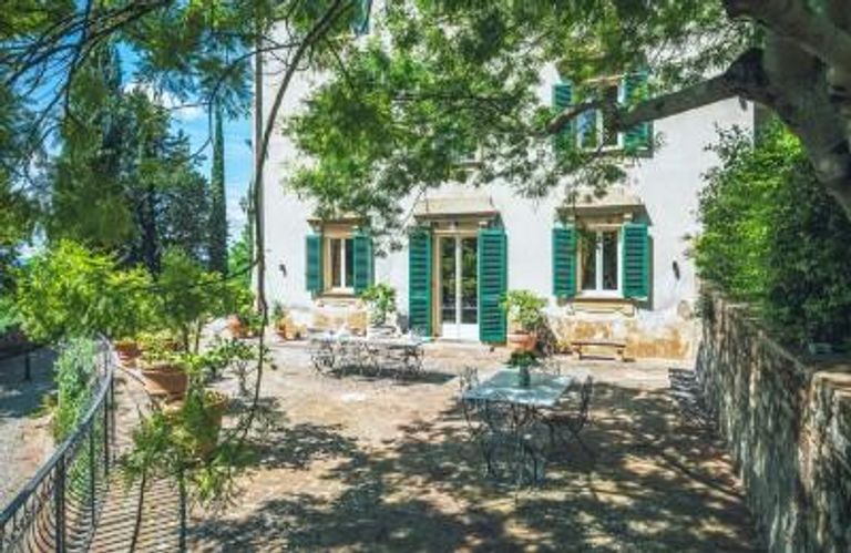 front of villa in tuscany, italy