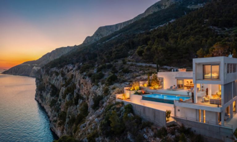 Villa built in the rock cliff