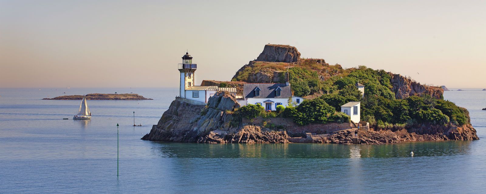 Island off Brittany with lighthouse
