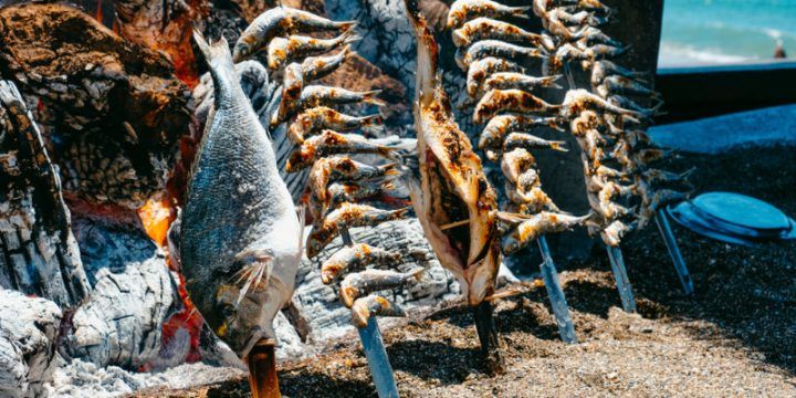 Grilled sardines in Spain