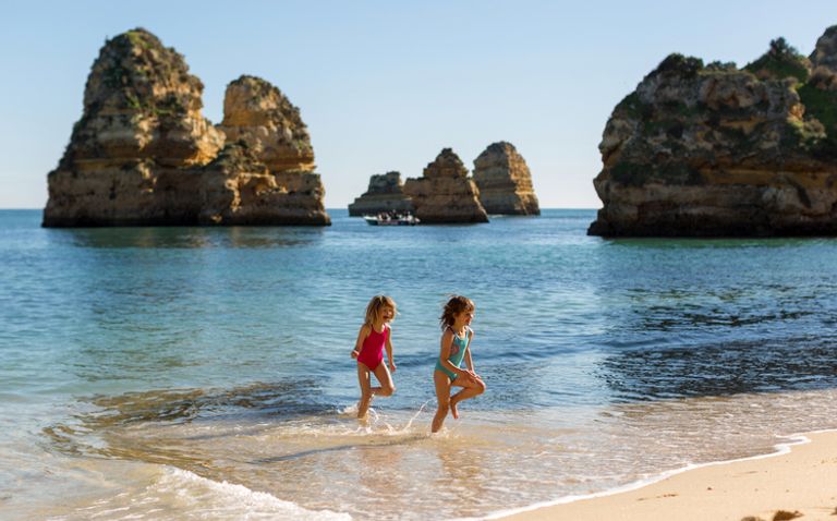 Children Running At The Beach, Praia Da Boneca,