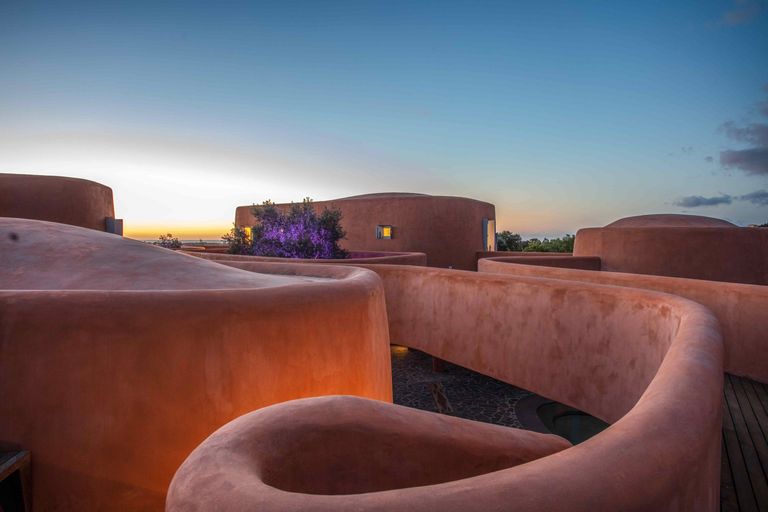 Terracotta walls at a villa