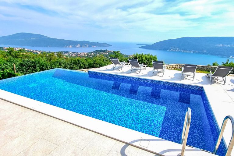 Villa pool overlooking the Bay of Kotor
