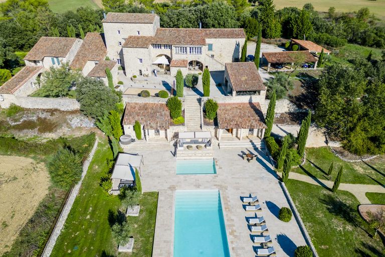 View of old villa in France with pool