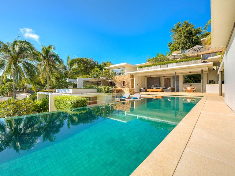 Turquoise pool, villa, in Thai tropical gardens, Koh Samui